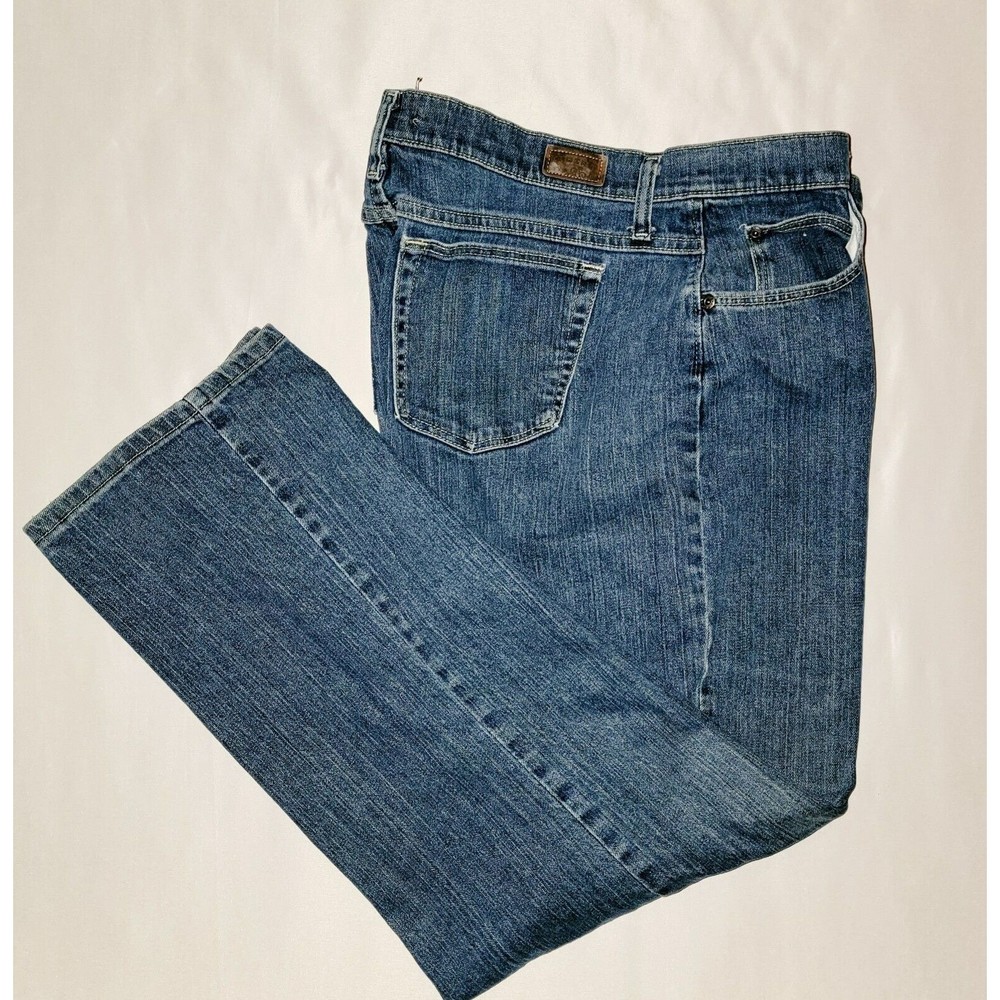 Rider Relaxed Women 16 Straight 5 Pockets Zip Button Fly Denim Jeans Medium Wash